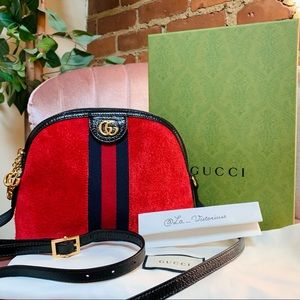 Gucci Ophidia Dome Suede Shoulder/Crossbody Bag